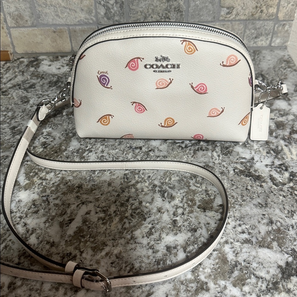 Coach White Crossbody Bag with Colorful Snail Pattern